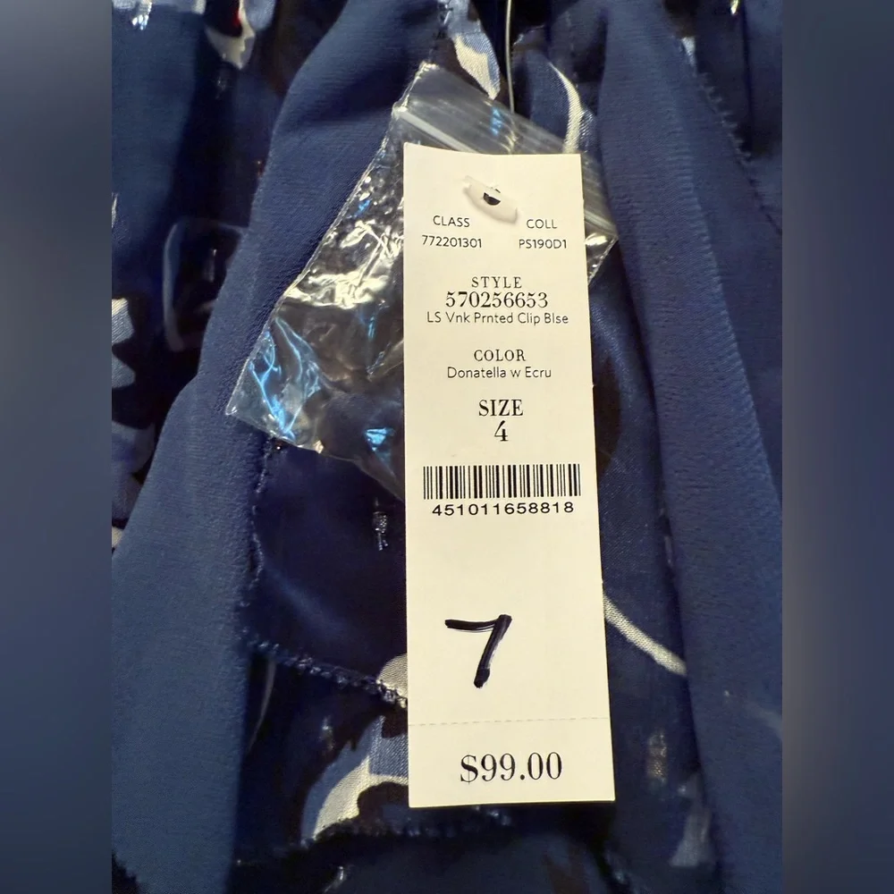 White House Black Market Sheer Blue Floral Blouse - Picture 5 of 11